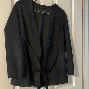 Zara suede cardigan with waist tie.